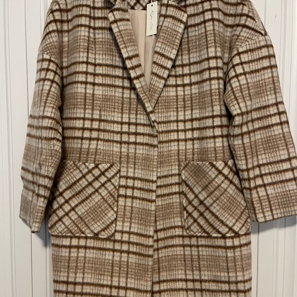Rylee + Cru Longline Rustic Plaid Coat size XS - Picture 1 of 3